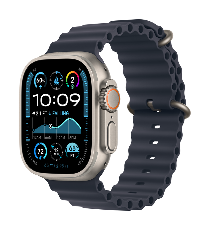apple watch ultra 2 gps + cellular 49mm titanium case with navy ocean band