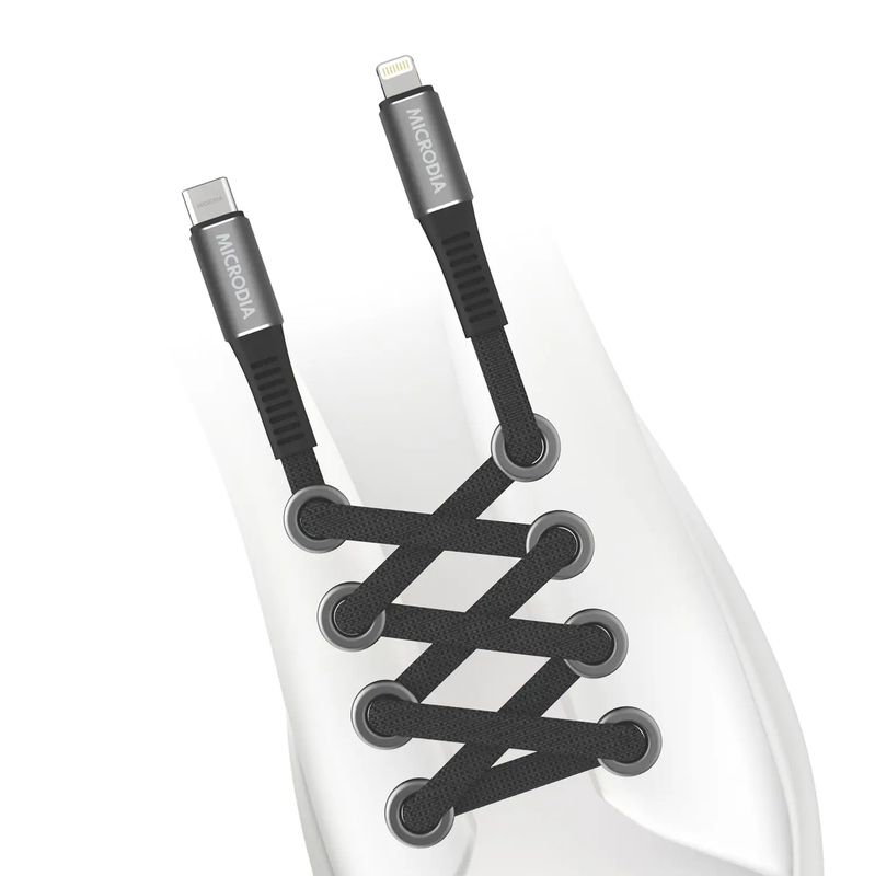MICRODIA שרוך שחור ExeCable™ 60W USB-C לכבל טעינה וסנכרון Lightning