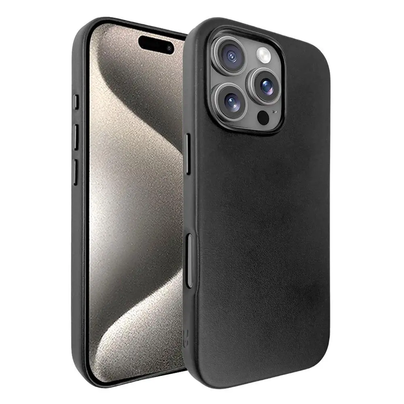 כיסוי דמוי עור אקסלוסיבי עבור iphone 16 Pro Max תומך Magsafe בצבע שחור