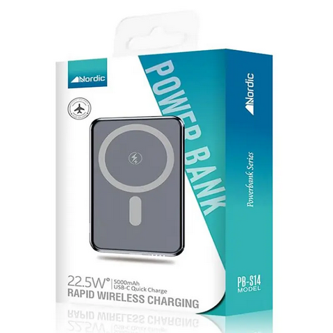 סוללת גיבוי 10000mah 22.5Wאלחוטי שחור NORDIC