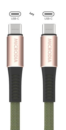 MICRODIA ExeCable Shoelace60W PD 2.6M Flat C to C Cables OLIVE