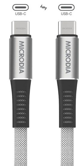MICRODIA ExeCable Shoelace60W PD 2.6M Flat C to C Cables Silver
