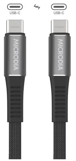 MICRODIA ExeCable Shoelace60W PD 2.6M Flat C to C Cables BLACK