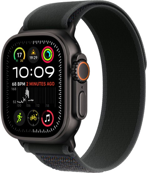 apple watch ultra 2 gps + cellular 49mm black titanium case with Black trail loop -M/L