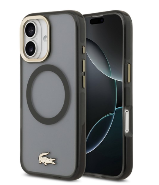 LACOSTE MAGSAFE SHOCKPROOF GOLD LOGO IPH 17 SMOKE