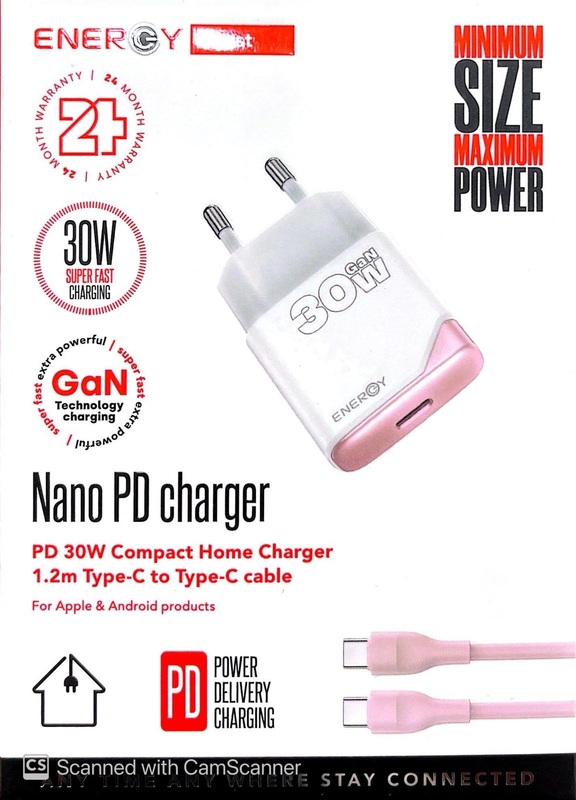 מטען 30W type c to typeC 1.2M PINK