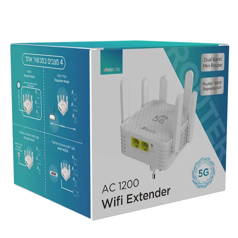 מגדיל טווח NORDIC WIFI EXTENDER AC1200