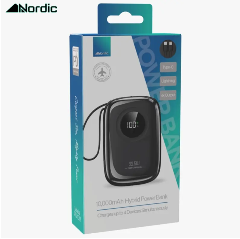 סוללת גיבוי Nordic Black  10KmAh Fast Charge 22.5W