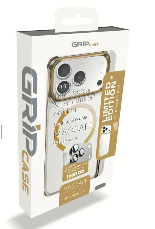 מגן GRIP CASE CRYSTAL PRO LIMITED.ED FOR IPHONE 17 PRO MAX - Gold