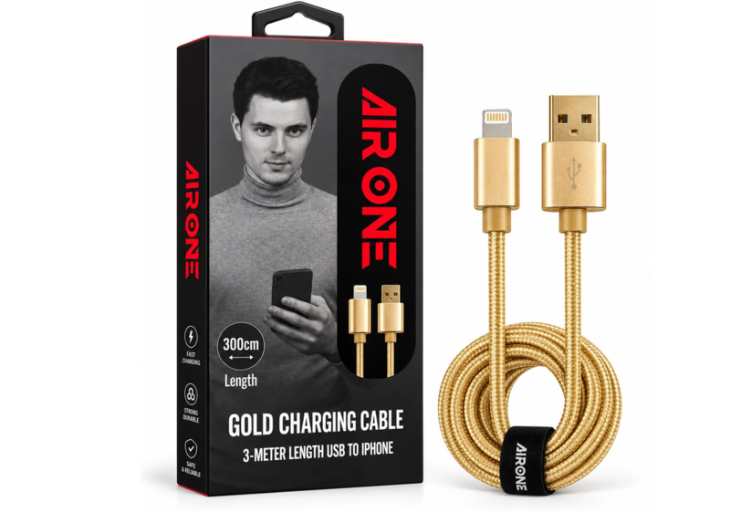 gold charging cable 3m usb to lenght