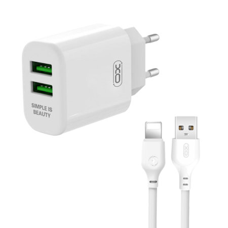 מטען 12W VOLCANO יציאות 2 USB + כבל איפון