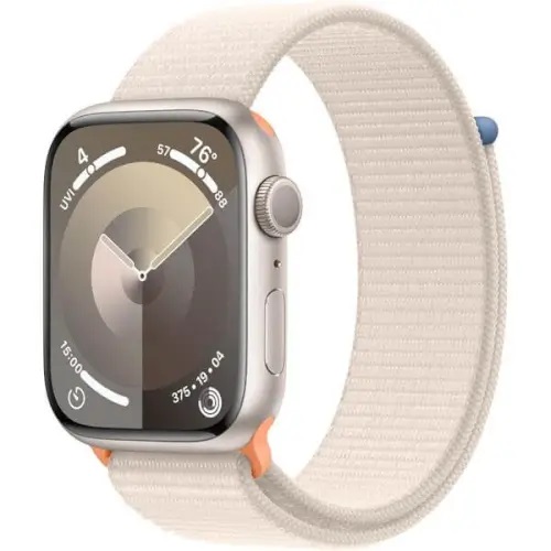 apple watch series 9 GPS 45mm starlight aluminium case with starlight spor loop