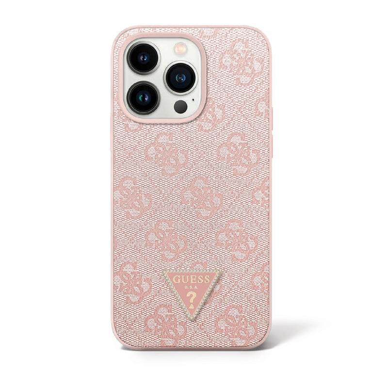 Guess PU Triangle Metal Logo Pink Iph15